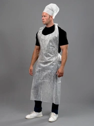 Protective Laminated Spunbond Apron for Industrial Use - Blue and White