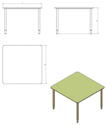 Adjustable Height Square Children's Table - DCT.SQ.A