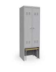 Metal Clothing Cabinet SHR-22 L600 VSK with Pull-Out Bench