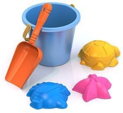 Sand Play Set No. 4 (Small Bucket, Shovel, 3 Sea Molds)