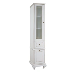 Beatrice Floor Column Cabinet, Ivory with Patina, Model A187403BEM6L1