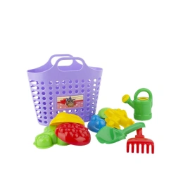 Royal Sand Play Set in Basket (6 Molds, Shovel, Rake, Watering Can)