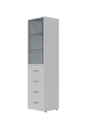 Medical Cabinet with One Door and Two Sections with Drawers - SHMYA SKB-1C