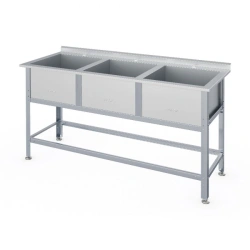 Three-Compartment Floor Sink 1560x600x820mm Stainless Steel
