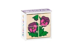 Wooden Cubes "Assemble the Picture" "Flowers" (Set of 4) Model 3333-7
