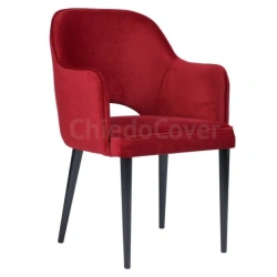 Soft Rose Chair with Wooden Legs and Armrests