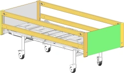 Functional Hospital Bed on Wheels with Beech Side Rails, Model MSK-6103P