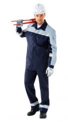 Men's Protective Clothing Against Static Electricity and Mechanical Hazards, Made of Antistatic Cotton-Polyester Fabric