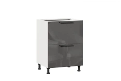 Anthracite Facade Set for Kitchen Base Cabinet 600 with 2 Drawers (Glossy) - Model LD.279130.000