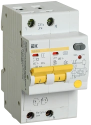 Differential Automatic Circuit Breaker AD12MS 2P 32A 300mA IEK