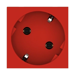 Caduceus Aling Hide Modular Socket with Grounding 45x45, 16A, 250V~, Red, 45-Degree Angle