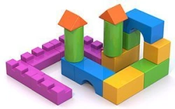 Bright and Lightweight Plastic Building Blocks - 17 (in Mesh Bag)