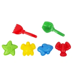 Children's Sand Play Set with 6 Pieces (Molds, Shovel, Rake)