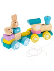 Pull Along Train with Wagon Toy Set (15 Pieces) Model 1-30