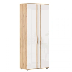 Marta-2 Two-Door Wardrobe with Solid Doors (Golden Oak/White Gloss)