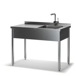 Stainless Steel Work Table with Solid Sink MS-P 2 for Food Preparation