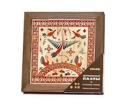 Russian Patterns Wooden Puzzle "Mezen Painting" 16 Pieces