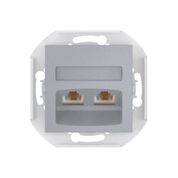 CADUCEUS ALING PRESTIGE Double Hidden Socket 2xRJ12 6P4C, Silver, Art. 6013.S