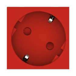 Caduceus Aling Hide Modular Power Socket with Grounding, 16A, 250V, Red, 45° Angle, Model 2341.4