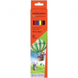 Color Pencils Krasin "Field of Wonders", 6 Colors, Triangular, Pre-Sharpened, Cardboard Packaging
