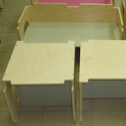 Children's Sofa "Two Cubes" - Natural Wood Color