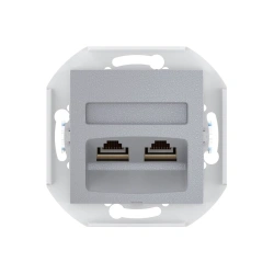 CADUCEUS ALING PRESTIGE Double Computer Socket with Keystone RJ45 Modules Cat.5e FTP, Silver, Art. 6014S.S