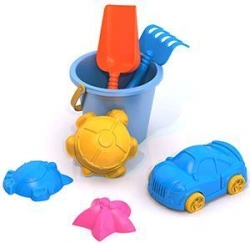 Sand Play Set No. 35 (Sea Molds, Truck, Bucket, Rake, Scoop)
