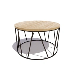 Oasis Coffee Table 07802 with Steel Frame and Wooden Top