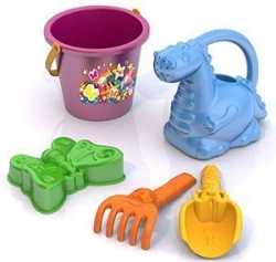 Sand Play Set No. 85 (Butterfly Molds, Bucket with Stamp, Shovel, Rake, Watering Can)
