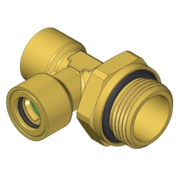Brass T-Fitting with M12 and M22 Threads for 10mm Polyamide Tubing" 467.T.M12-10-M22.198.B