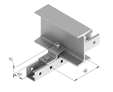 Threaded Beam Clamp SMA 637, 40x90 mm, 5.0 mm Thickness, Hot-Dip Galvanized Steel