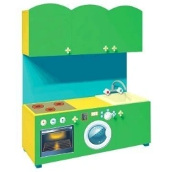 Wooden Children's Play Kitchen Table with Shelves