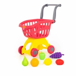 Mini Shopping Cart for Kids with 6 Toy Food Items - Perfect Gift