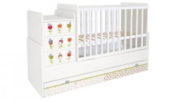 Polini Kids Simple 1100 Crib for Children - Sleepy Kittens, White, Model 0001442.9.7
