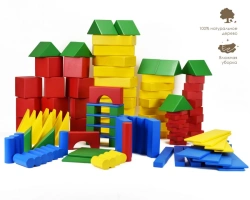 Wooden Hollow Children's Construction Set - 124 Pieces