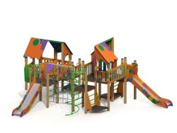 Children's Play Complex with Six Towers, 1200mm High, Graffiti Design