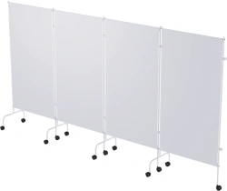 Medical Privacy Screen on Wheels - Stainless Steel, Four-Section (MSK-45302)