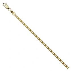 Yellow Gold 585 Bracelet with Parallel Barrel and Two Chains (Model: НБ15-338)