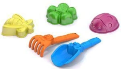 Sand Play Set #78 (Butterfly, Flower, Ladybug Molds, Rake, Shovel)
