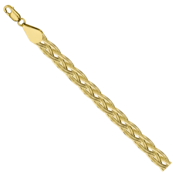Elegant 585 Gold Necklace with Green Almond Braid - NC17-271