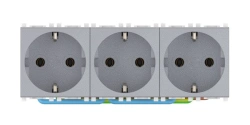 CADUCEUS ALING Experience Triple Socket with Grounding, 3x16A, 250V, 3x2M, Silver