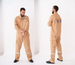 Men's Work Suit (Jacket and Pants) for Protection Against Industrial Contaminants and Mechanical Impact (Cotton-Polyester Blend)