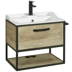 Loft Fabric 65 Bathroom Sink Cabinet in Endgrain Oak - 1A242301LTDU01