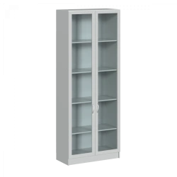 Grey Framed Glass 5-Section Shelf Unit