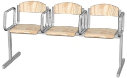 Multi-Seat Sectional Made of Bent Plywood with Folding Seat and Armrest