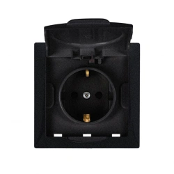 Maria" Single Socket Mechanism with Ground Contact and Protective Cover (IP44) - Anthracite