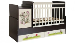 Fairy 1100 Bunny Baby Crib with Changing Table, Wenge-Beige, Model 0001033.5.12