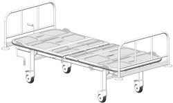Functional Hospital Bed with Wheels, Metal Backs, Plastic Mattress - KФ2-01-«MCK» (MCK-1102P)