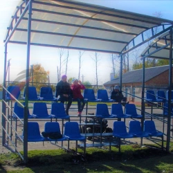 Grandstand for Spectators with Canopy and Railings, 20 Seats