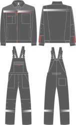 Premium Favorit-2 Work Suit, Dark Gray/Gray/Red, Art. 87491538